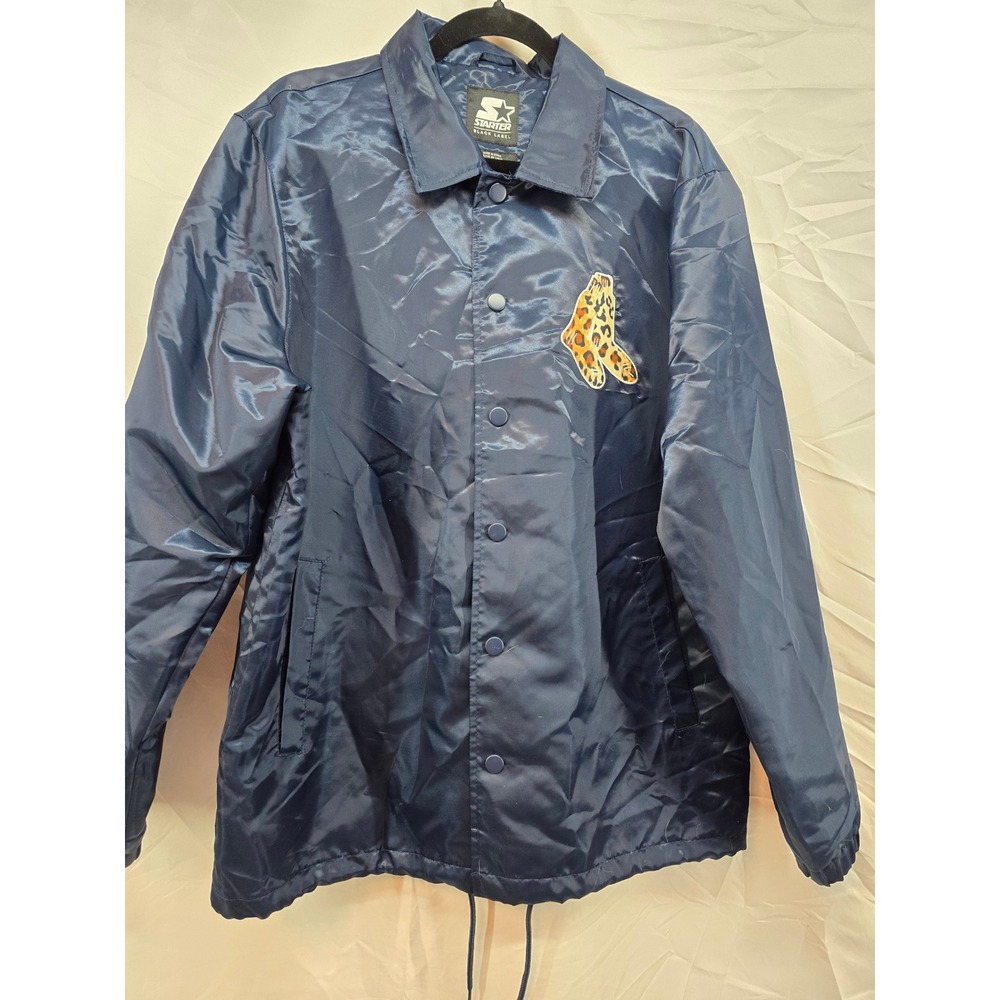 Starter Black Label Boston Baseball Leopard Print Coach Jacket Navy‎ L G